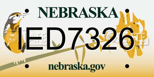 IED7326 Nebraska License Plate