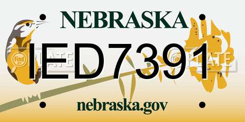 IED7391 Nebraska License Plate