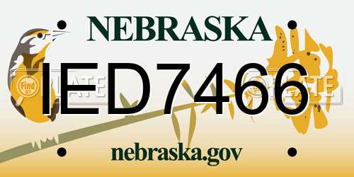 IED7466 Nebraska License Plate