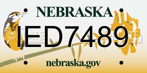 IED7489 Nebraska License Plate