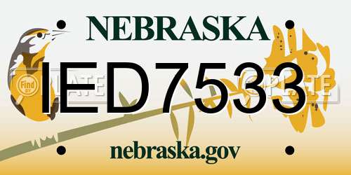 IED7533 Nebraska License Plate