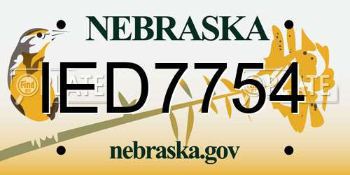 IED7754 Nebraska License Plate