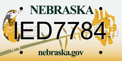 IED7784 Nebraska License Plate
