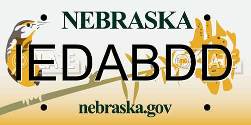 IEDABDD Nebraska License Plate