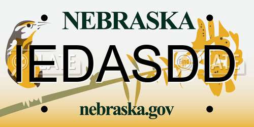 IEDASDD Nebraska License Plate