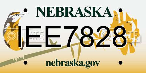 IEE7828 Nebraska License Plate