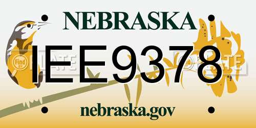 IEE9378 Nebraska License Plate