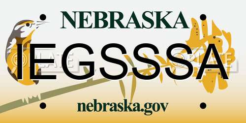 IEGSSSA Nebraska License Plate