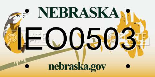 IEO0503 Nebraska License Plate