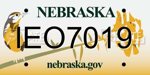 IEO7019 Nebraska License Plate