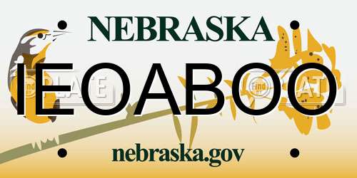 IEOABOO Nebraska License Plate