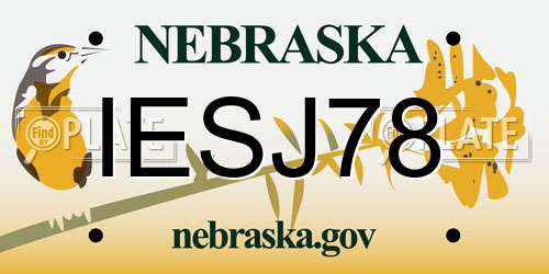 IESJ78 Nebraska License Plate