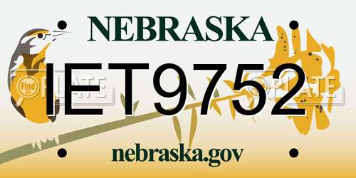 IET9752 Nebraska License Plate