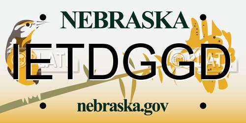 IETDGGD Nebraska License Plate
