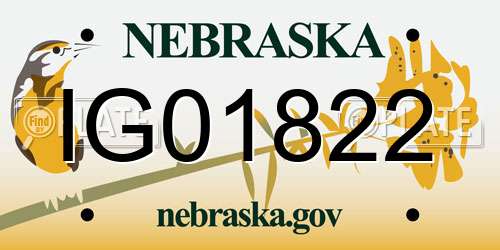 IG01822 Nebraska License Plate