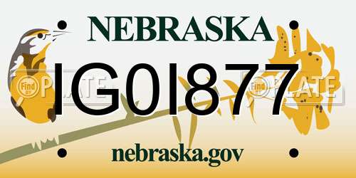 IG0I877 Nebraska License Plate