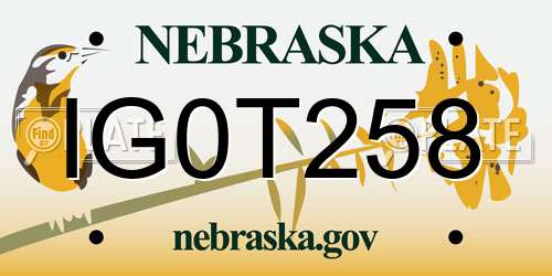 IG0T258 Nebraska License Plate