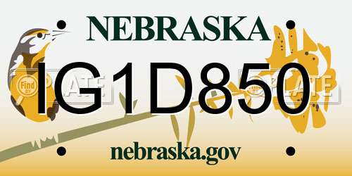 IG1D850 Nebraska License Plate