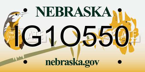 IG1O550 Nebraska License Plate