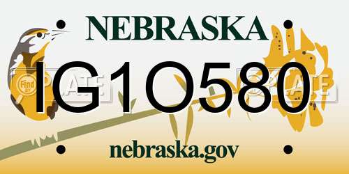 IG1O580 Nebraska License Plate