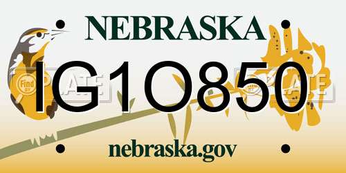 IG1O850 Nebraska License Plate