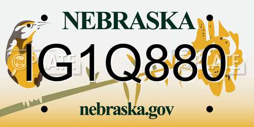IG1Q880 Nebraska License Plate