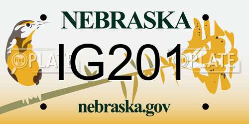 IG201 Nebraska License Plate