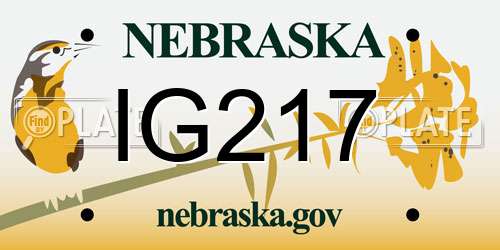 IG217 Nebraska License Plate