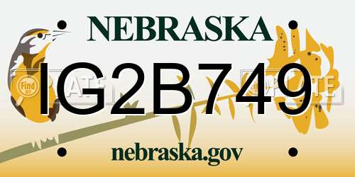 IG2B749 Nebraska License Plate