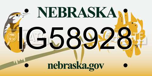 IG58928 Nebraska License Plate