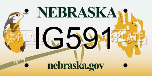 IG591 Nebraska License Plate
