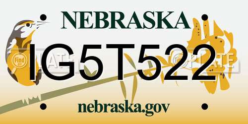 IG5T522 Nebraska License Plate