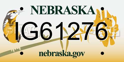 IG61276 Nebraska License Plate