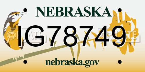 IG78749 Nebraska License Plate
