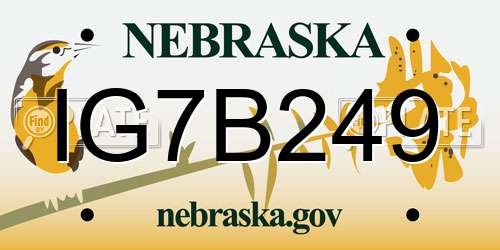 IG7B249 Nebraska License Plate