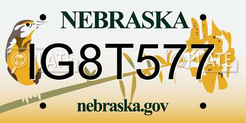IG8T577 Nebraska License Plate