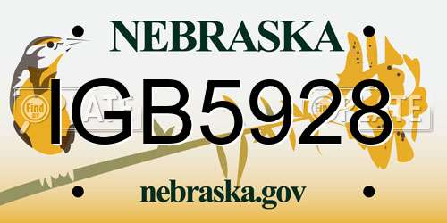 IGB5928 Nebraska License Plate