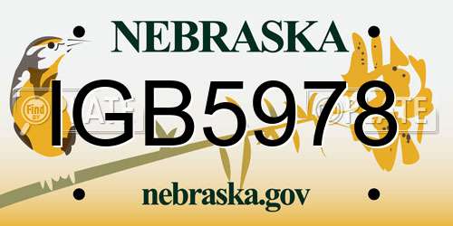 IGB5978 Nebraska License Plate