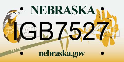 IGB7527 Nebraska License Plate