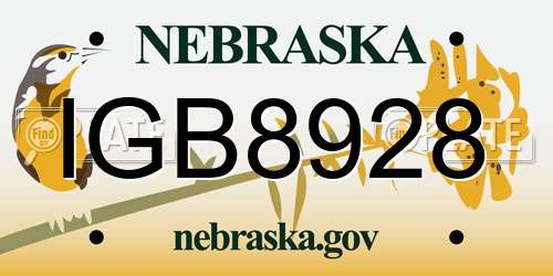 IGB8928 Nebraska License Plate