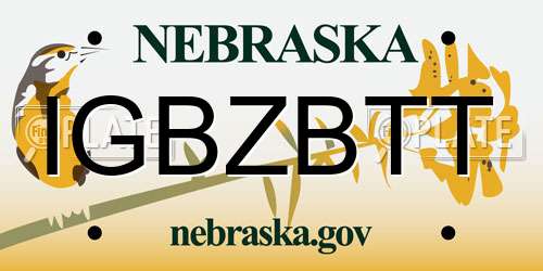 IGBZBTT Nebraska License Plate