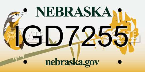 IGD7255 Nebraska License Plate