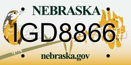 IGD8866 Nebraska License Plate
