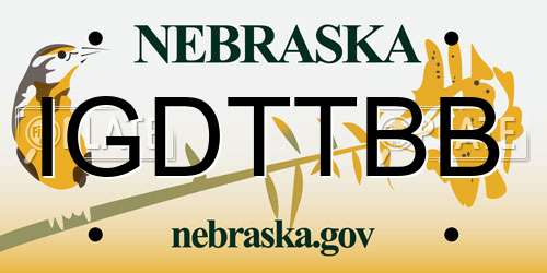 IGDTTBB Nebraska License Plate