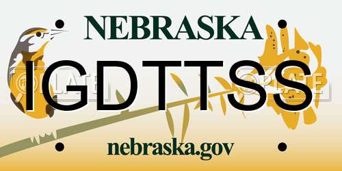 IGDTTSS Nebraska License Plate
