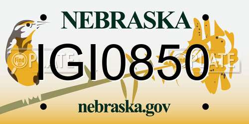 IGI0850 Nebraska License Plate
