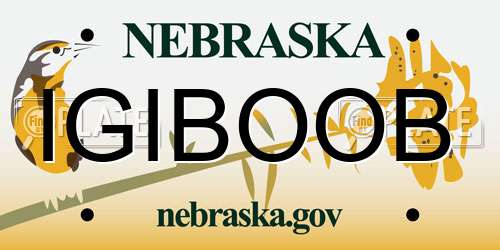 IGIBOOB Nebraska License Plate