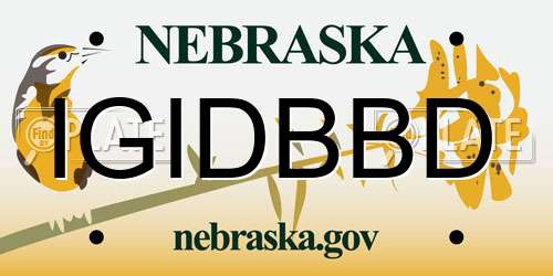 IGIDBBD Nebraska License Plate
