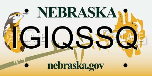 IGIQSSQ Nebraska License Plate