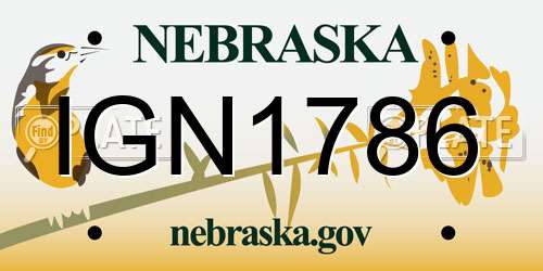 IGN1786 Nebraska License Plate